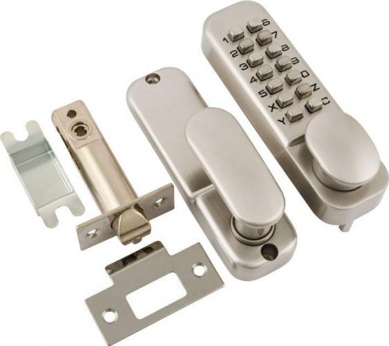 Замок накладной кодовый НОРА-М 201 с блокир. автозапирания "Хром" 7319