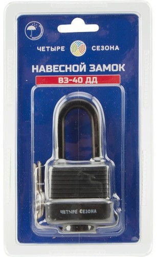 Замок навесной ЧЕТЫРЕ СЕЗОНА 79-0124 всепогодный 40 мм длинная дужка - изображение 5