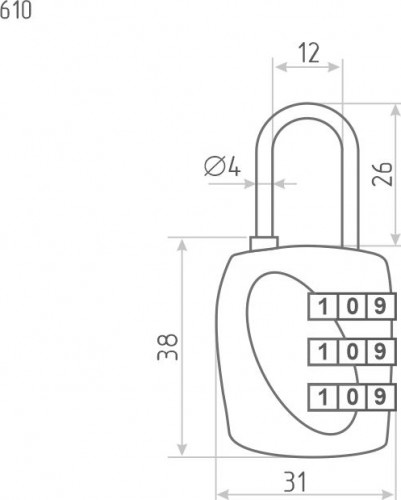 Замок навесной кодовый НОРА-М 610 для чемодана "Красный" 31 мм 17069 - изображение 2