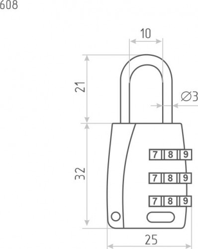 Замок навесной кодовый НОРА-М 608 для чемодана "Серебро" 25 мм 17087 - изображение 2