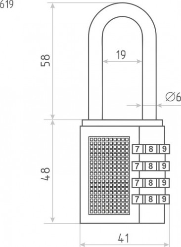 Замок навесной кодовый НОРА-М 619 для чемодана "Черный" 41 мм 17076 - изображение 2