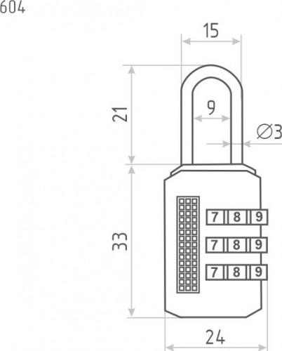 Замок навесной кодовый НОРА-М 604 для чемодана "Голубой" 24 мм 17068 - изображение 2