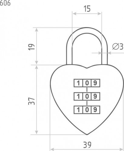 Замок навесной кодовый НОРА-М 606 для чемодана "Красный" 39 мм 17073 - изображение 2