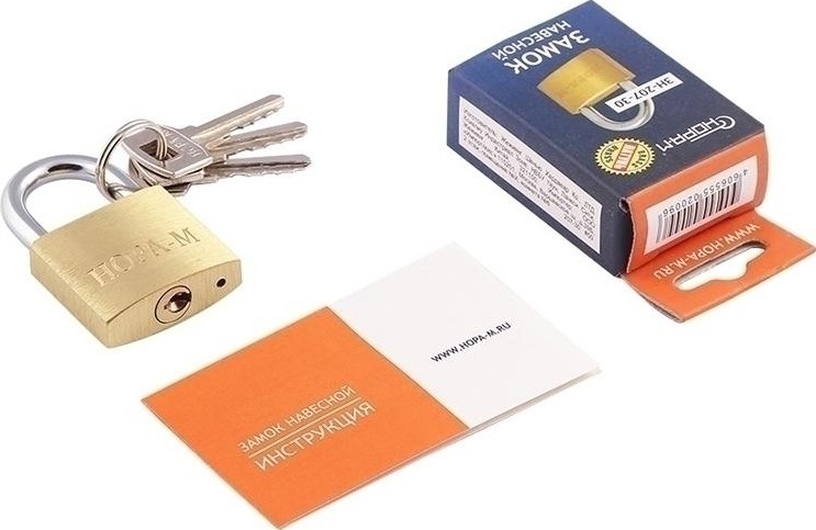 Замок навесной НОРА-М ЗН-207 "Латунь" 30мм 6687 - изображение 2
