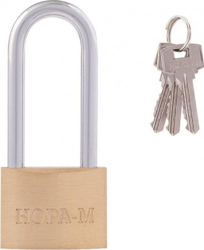 Замок навесной НОРА-М ЗН-210 с длинной дужкой "Латунь" 50 мм 6700