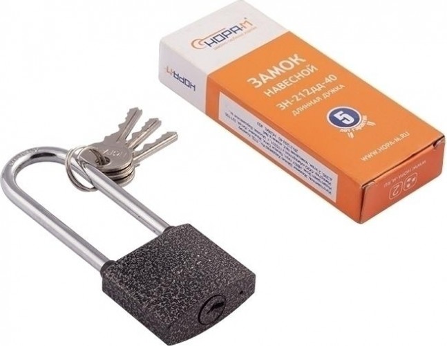 Замок навесной НОРА-М ЗН-212ДД с длинной дужкой "Темный" 40 мм 12974 - изображение 2