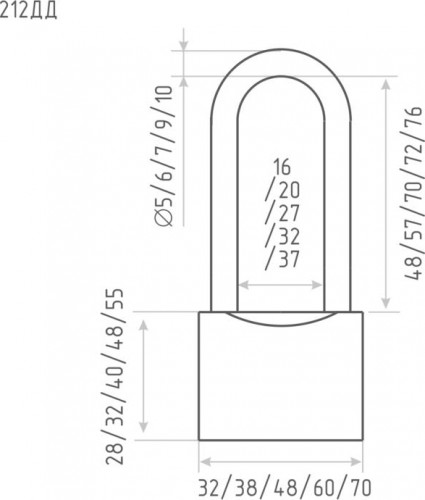 Замок навесной НОРА-М ЗН-212ДД с длинной дужкой "Темный" 40 мм 12974 - изображение 3