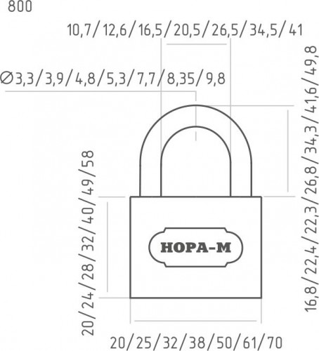 Замок навесной НОРА-М ЗН-800 "Темный" 32 мм 16808 - изображение 3