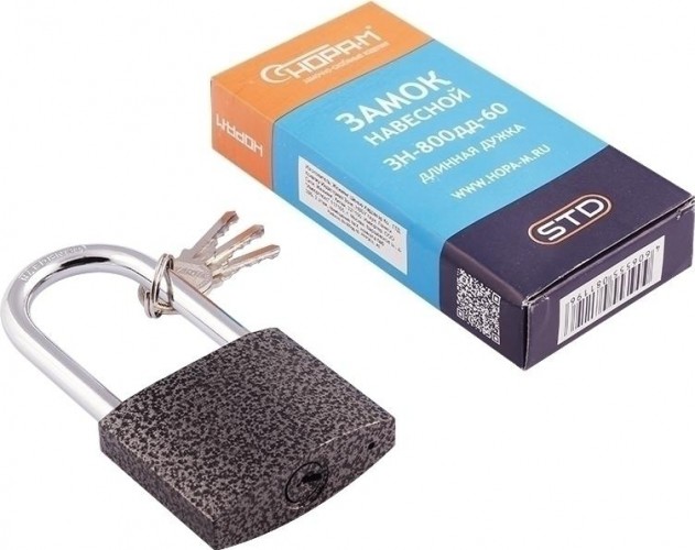 Замок навесной НОРА-М ЗН-800дд с длинной дужкой "Темный" 60 мм 16816 - изображение 2