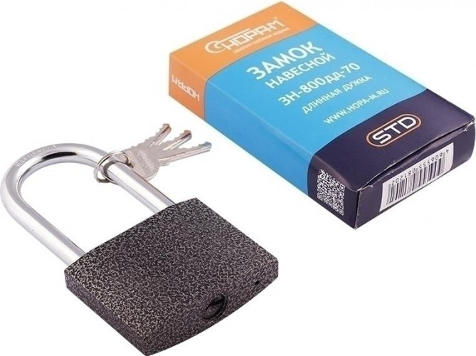 Замок навесной НОРА-М ЗН-800дд с длинной дужкой "Темный" 70 мм 16817 - изображение 2
