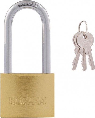 Замок навесной НОРА-М ЗН-810дд с длинной дужкой "Латунь" 63 мм 16885