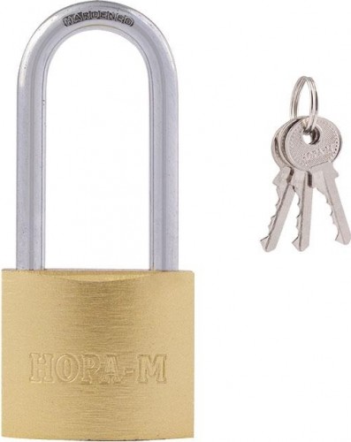 Замок навесной НОРА-М ЗН-810дд с длинной дужкой "Латунь" 38 мм 16883