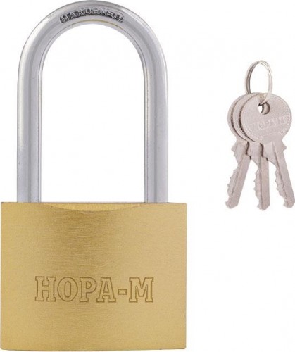 Замок навесной НОРА-М ЗН-810дд с длинной дужкой "Латунь" 75 мм 16886