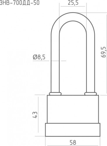 Замок навесной НОРА-М ЗНВ-700дд-50 всепогодный с длинной дужкой "Красный" 58 16727 - изображение 3