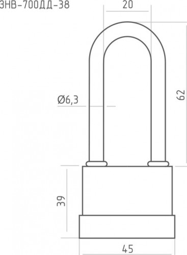 Замок навесной НОРА-М ЗНВ-700дд-38 всепогодный с длинной дужкой "Красный" 45 16726 - изображение 3