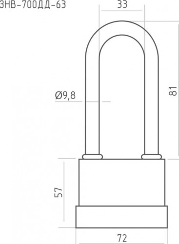 Замок навесной НОРА-М ЗНВ-700дд-63 всепогодный с длинной дужкой "Красный" 72 16728 - изображение 3