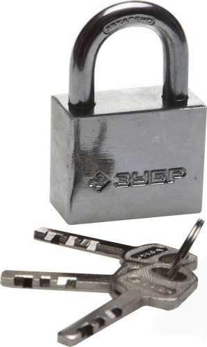 Замок навесной ЗУБР МАСТЕР стальной корпус, закаленная дужка, 40мм 3710-40_z01