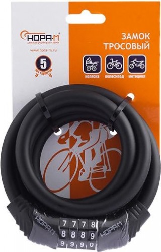 Замок-трос НОРА-М №21 велосипедный, кодовый "Черный" 10х1200 мм 18297 - изображение 2
