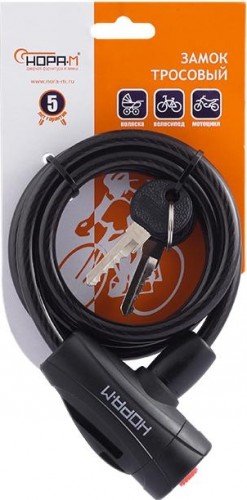 Замок-трос НОРА-М №23 велосипедный "Черный" 8х1000 мм 13909 - изображение 2