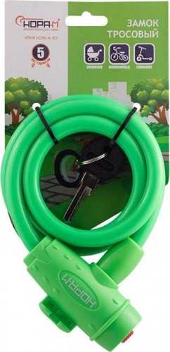 Замок-трос НОРА-М №33 велосипедный "Зеленый" 10х1000 мм 18302 - изображение 2