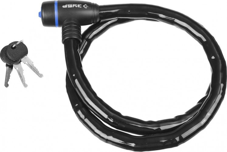 Замок тросовый ЗУБР ПРОФЕССИОНАЛ усиленный, 3 ключа в комплекте, длина троса 1000мм 37260-100