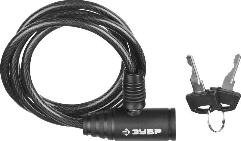 Замок тросовый ЗУБР СТАНДАРТ 2 ключа в комплекте, длина троса 1200мм, d 6мм 37269-120