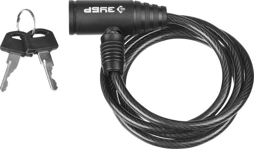 Замок тросовый ЗУБР СТАНДАРТ 2 ключа в комплекте, длина троса 950мм, d 6мм 37269-95