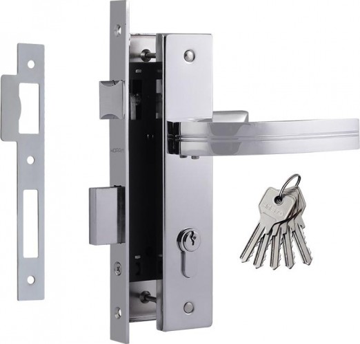 Замок врезной НОРА-М 106-70 цилиндровый комплект с ручками "Хром" 16993