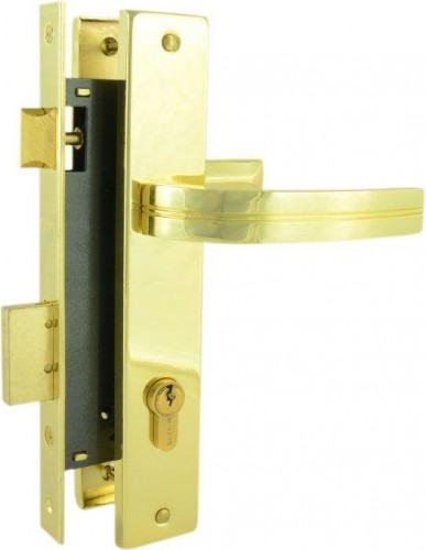 Замок врезной НОРА-М 106-85 К цилиндровый комплект с ручками "Золото" 40 мм 17134