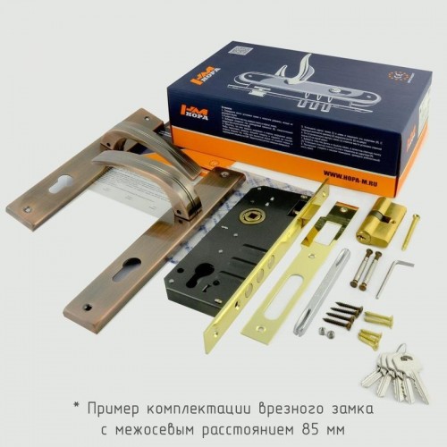 Замок врезной НОРА-М 106-85 М цилиндровый комплект с ручками "Хром" 16189 - изображение 2