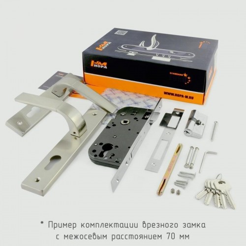 Замок врезной НОРА-М 107-70 Л цилиндровый комплект с ручками "Золото" 16261 - изображение 2