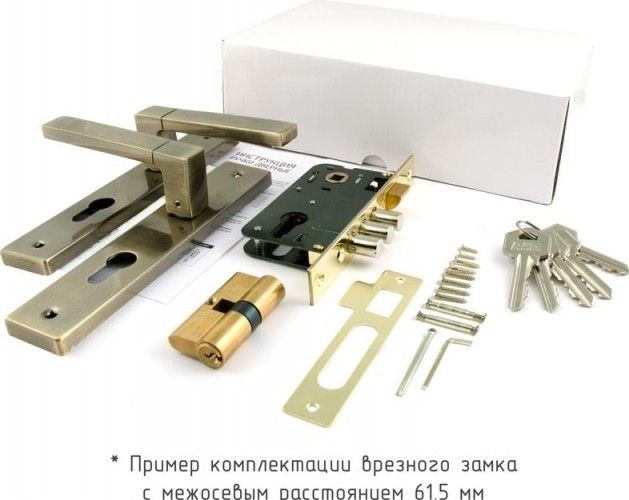 Замок врезной НОРА-М 109-62 NEW цилиндровый комплект с ручками "Матовый никель" 17022 - изображение 2