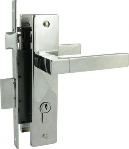 Замок врезной НОРА-М 109-70 Л цилиндровый комплект с ручками "Хром" 16271