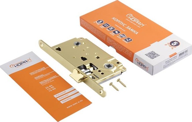 Замок врезной НОРА-М 13-90 под фиксатор "Золото" 8554 - изображение 2