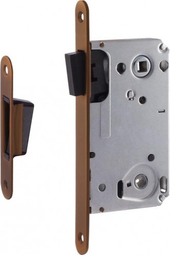 Замок врезной НОРА-М 13М-90 мм под фиксатор с магнитным ригелем "Матовый кофе" 18516