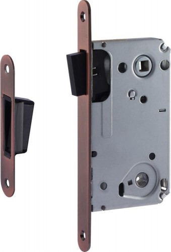 Замок врезной НОРА-М 13М-90 мм под фиксатор с магнитным ригелем "Старая медь" 14918