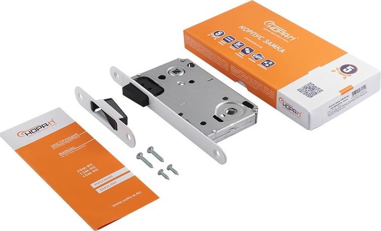 Замок врезной НОРА-М 13М-90 мм под фиксатор с магнитным ригелем "Белый" 18517 - изображение 2