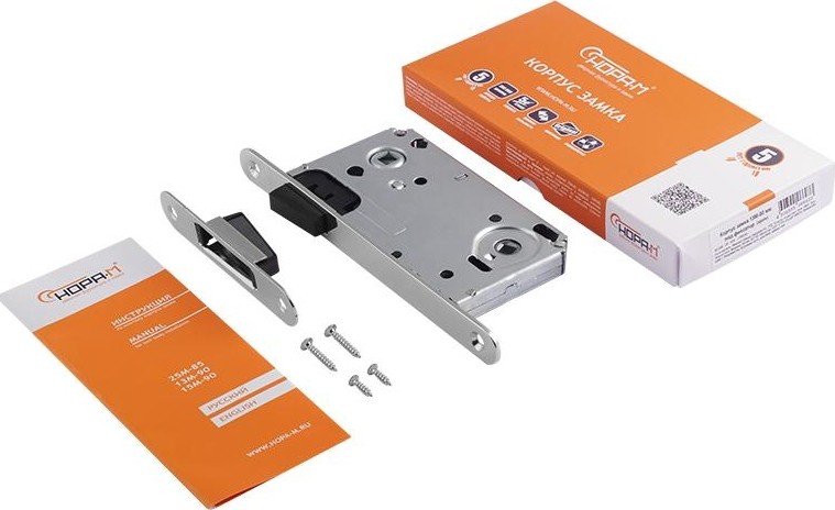 Замок врезной НОРА-М 13М-90 мм под фиксатор с магнитным ригелем "Хром" 14916 - изображение 2