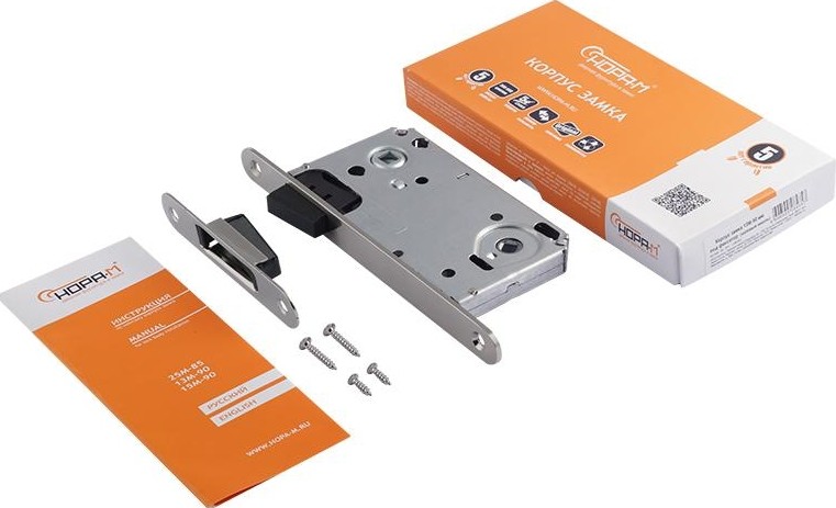 Замок врезной НОРА-М 13М-90 мм под фиксатор с магнитным ригелем "Матовый никель" 18345 - изображение 2