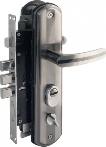 Замок врезной НОРА-М 200-68 левый для китайских дверей "Матовый хром/Черный никель" 14533