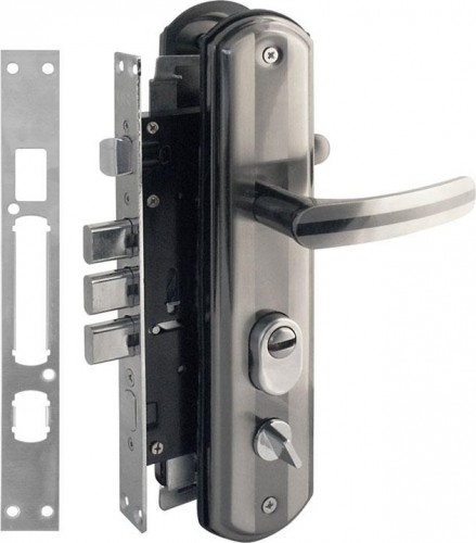 Замок врезной НОРА-М 200-68 STD левый для китайских дверей "Матовый хром/Черный никель" 16717