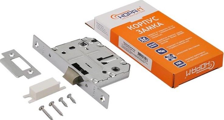 Замок врезной НОРА-М 2070-70 ППП с пластик. ригелем "Хром" 16106 - изображение 3