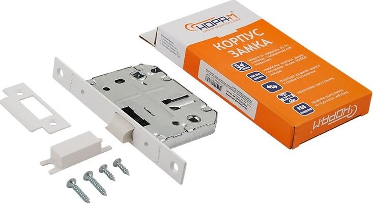 Замок врезной НОРА-М 2070-70 ППП с пластик. ригелем "Белая" 18897 - изображение 3