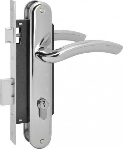 Замок врезной НОРА-М 23-85 К цилиндровый комплект с ручками "Хром" 9344