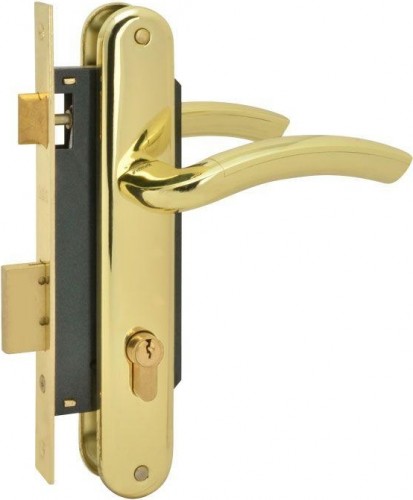 Замок врезной НОРА-М 23-85 К цилиндровый комплект с ручками "Золото" 40 мм 17119