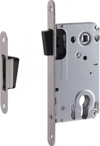 Замок врезной НОРА-М 25М-85 мм цилиндровый с магнитным ригелем "Матовый никель" 18519