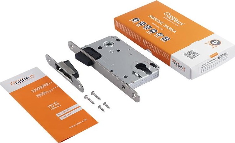 Замок врезной НОРА-М 25М-85 мм цилиндровый с магнитным ригелем "Матовый никель" 18519 - изображение 2