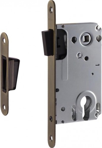 Замок врезной НОРА-М 25М-85 мм цилиндровый с магнитным ригелем "Старая бронза" 18521