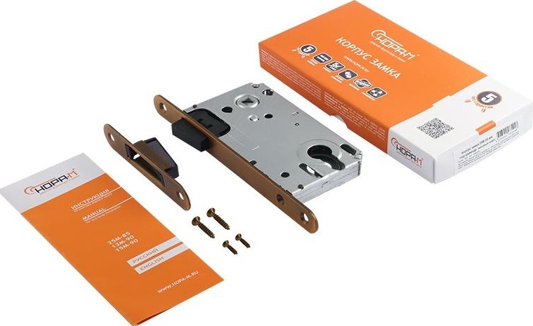 Замок врезной НОРА-М 25М-85 мм цилиндровый с магнитным ригелем "Золото" 14746 - изображение 2