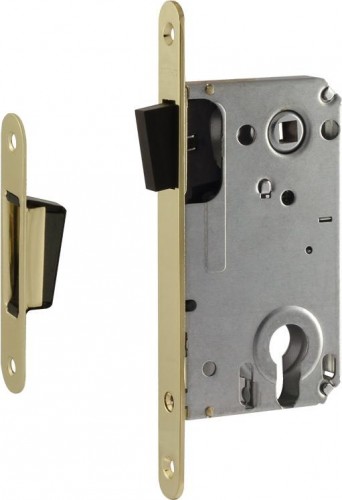 Замок врезной НОРА-М 25М-85 мм цилиндровый с магнитным ригелем "Золото" 14746